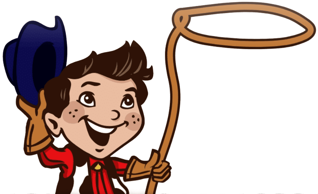 Texas Pride AC & Heating young cowboy mascot using lasso.